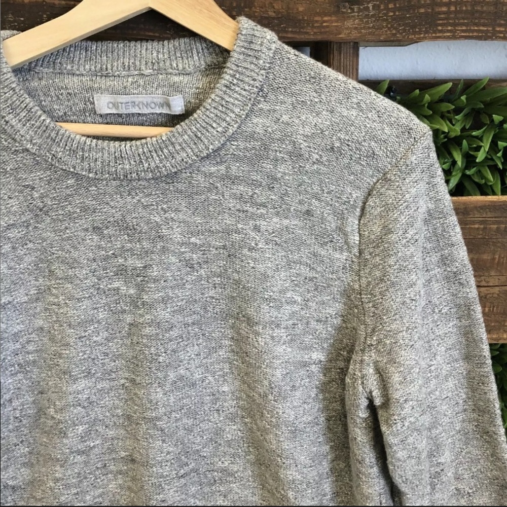 Outerknown Women's Solid Grey Knit Crew Sweater L - image 6